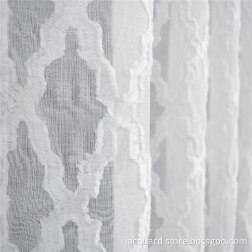 Polyester Geometric Semitransparent  Voile Sheer Curtain